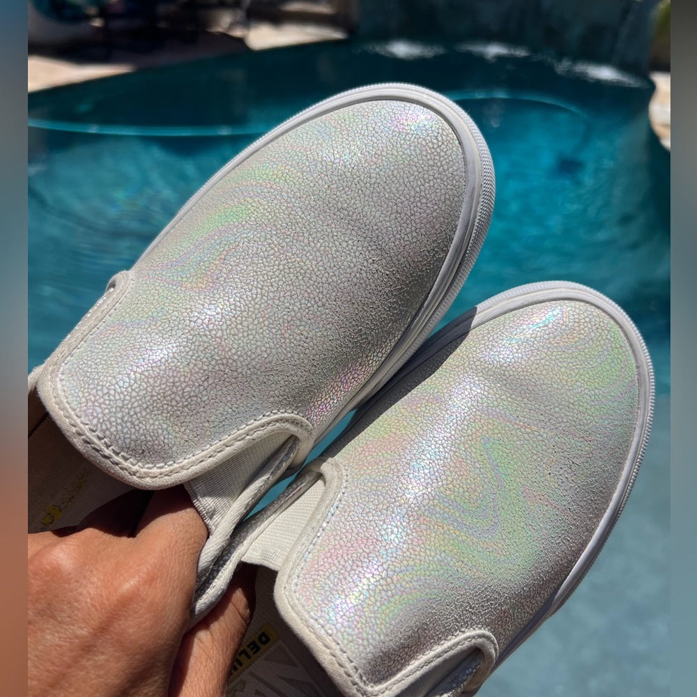 Holographic iridescent unicorn Slip-On vans deluxe comfort